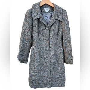 Charles Gray London Long Coat Bluish Gray Background with Brown Tones Size XS